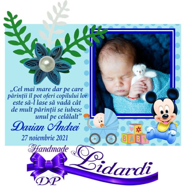 Marturii botez magneti handmade Mickey Mouse