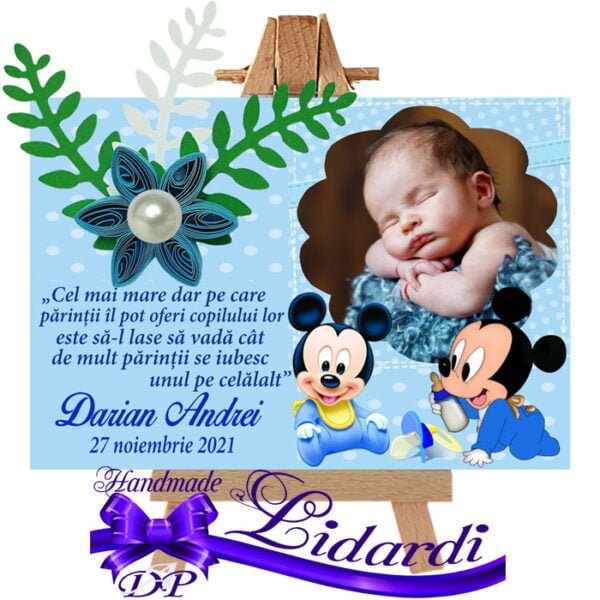 Marturii botez magneti handmade Mickey Mouse