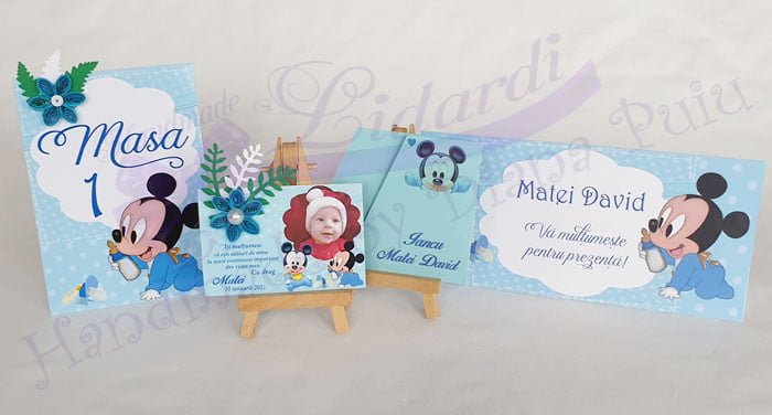 Marturii botez magneti handmade Mickey Mouse