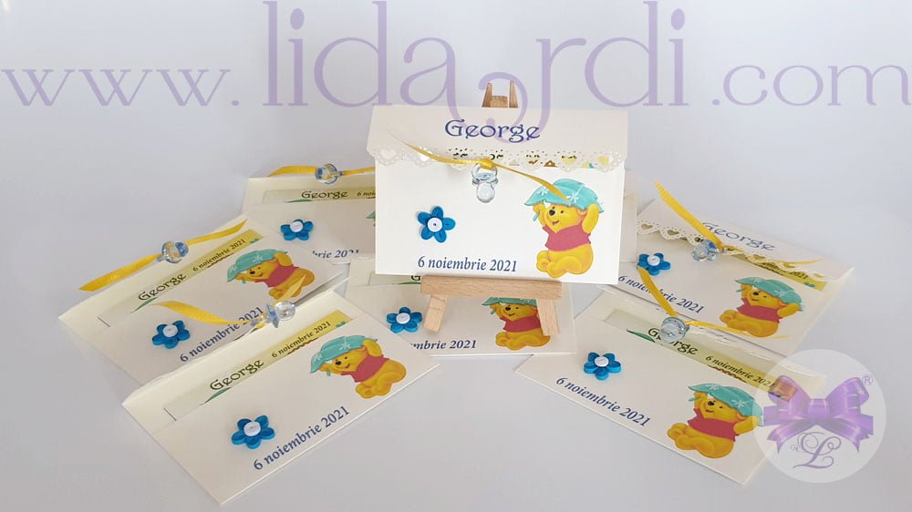 Marturii botez magneti dreptunghi Winnie the Pooh