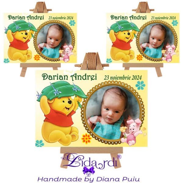 Marturii botez magneti dreptunghi Winnie the Pooh