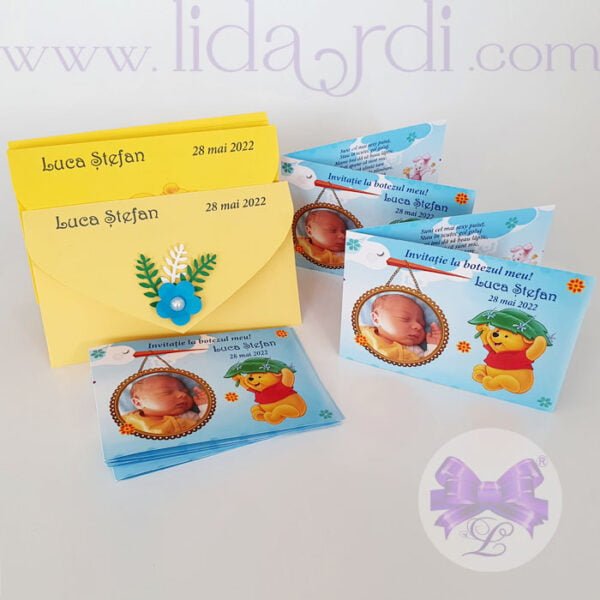 Invitatie botez dubla Winnie the Pooh