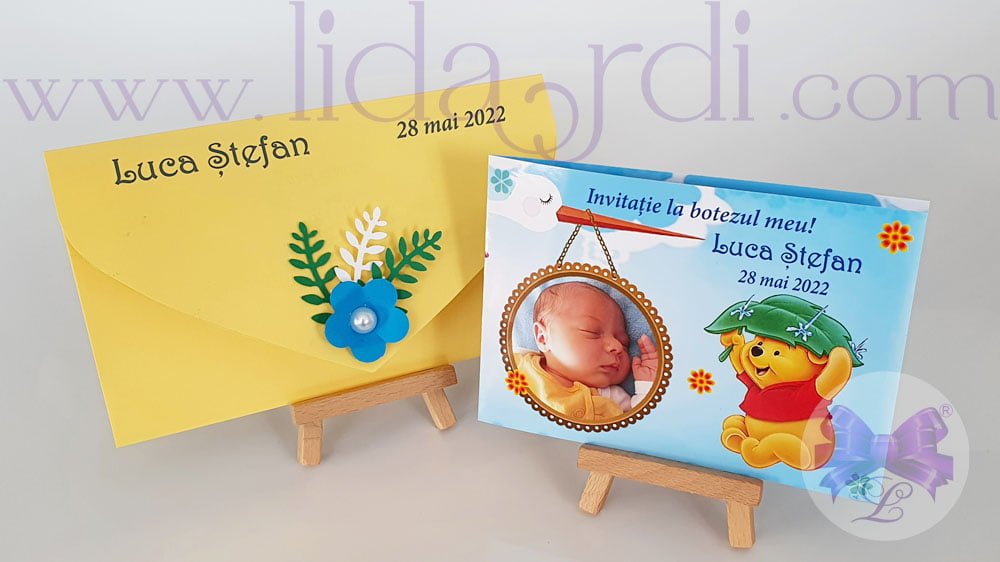Invitatie botez dubla Winnie the Pooh