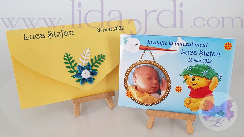 Invitatie botez dubla Winnie the Pooh