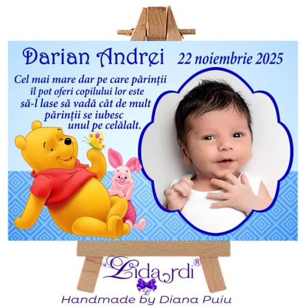 Marturii botez magneti dreptunghi Winnie the Pooh