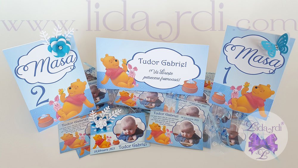 Marturii botez magneti dreptunghi Winnie the Pooh